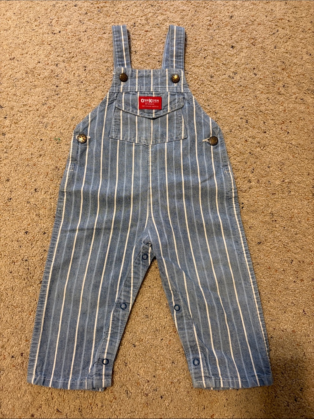 OshKosh B'gosh Blue and White Striped Kids Overalls